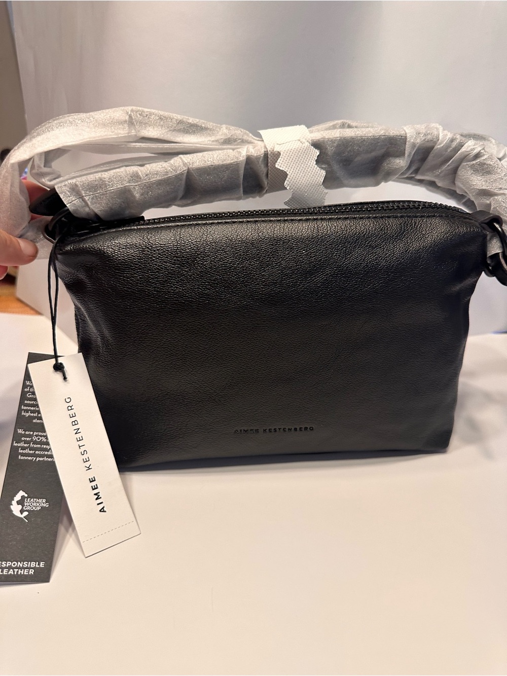 Aimee Kestenberg Black Leather Ava convertible Crossbody Bag